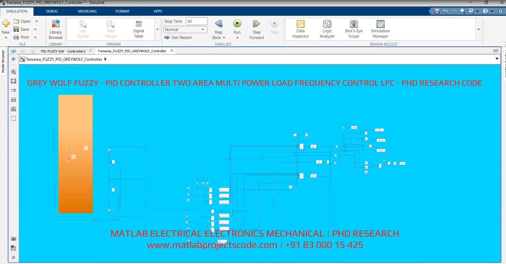 GREY WOLF FUZZY - PID CONTROLLER TWO AREA MULTI POWER LOAD FREQUENCY CONTROL LFC - PHD RESEARCH CODE